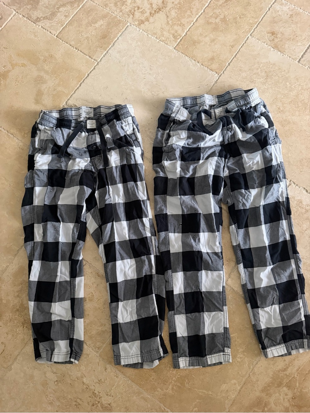 American Eagle Outfitters Black & White Buffalo Plaid Jogger Pants